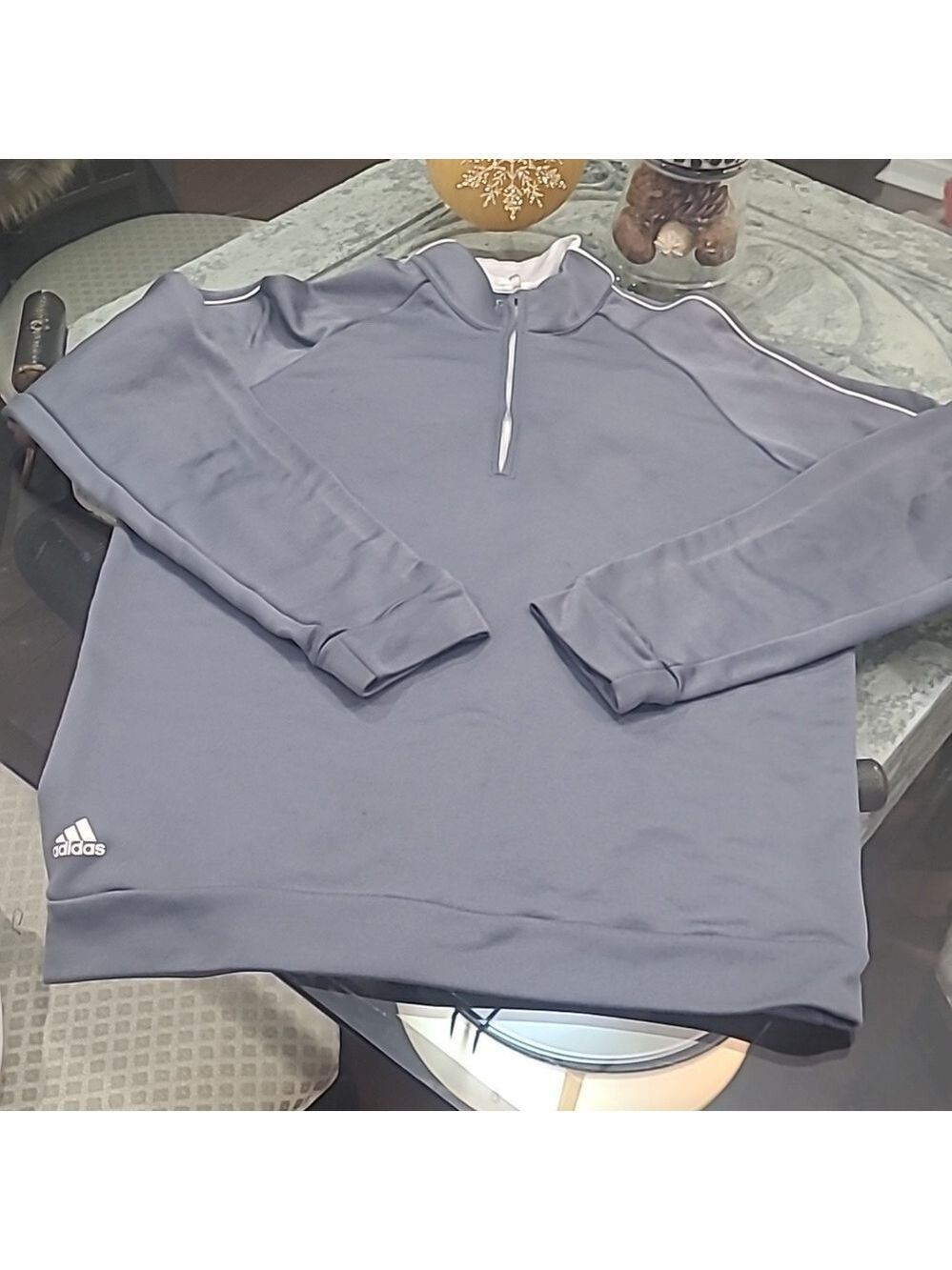 ADIDAS ZIP UP.JERSEY SWEATER GRAY M LIKE NEW